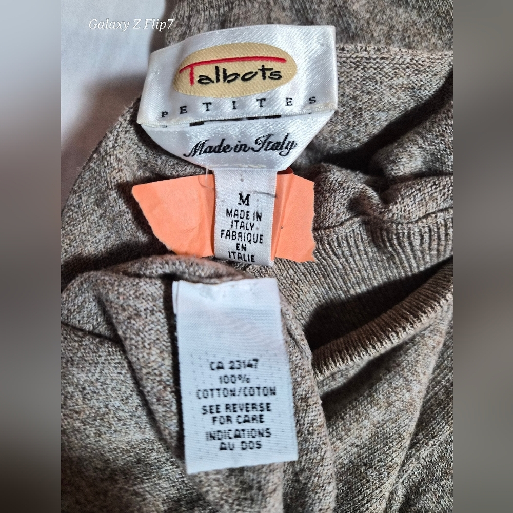 ​Talbots Petites Made in Italy 100% Cotton Mock Neck Sweater - Grey Marl - Med - Picture 2 of 6